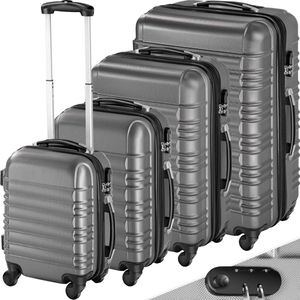 tectake® - Kofferset trolleyset handbagage reiskoffer - 4 delig - ABS hardshell - grijs - 402025