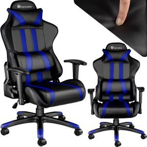tectake Premium racing bureaustoel - zwart/blauw - 402031 - zwart Synthetisch materiaal 402031