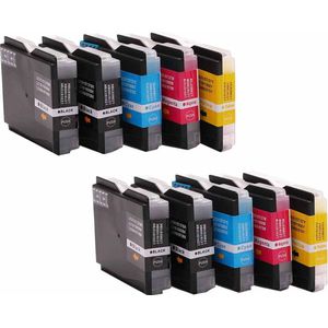 Set 10x ABC huismerk inkt cartridge geschikt voor Brother LC-970 LC-1000 voor DCP-130C DCP-330C DCP-330CN DCP-350C DCP-350CJ DCP-353C DCP-357C DCP-525C DCP-525CJ DCP-530CJ DCP-535C DCP-535CN DCP-540CJ