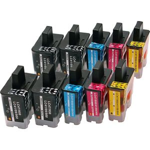 Set 10x ABC huismerk inkt cartridge geschikt voor Brother LC-900 LC-900BK LC-900C LC-900M LC-900Y voor Brother DCP-105C DCP-110C DCP-110Series DCP-115C DCP-116C DCP-117C DCP-120C DCP-310C DCP-310CN