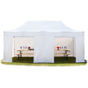 3x6 M Easy Up Partytent Vouwpaviljoen PVC Brandvertragen - PROFESSIONAL Alu 40m - Wit