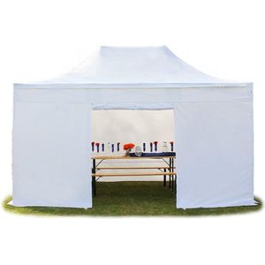 4x6 M Easy Up Partytent Vouwpaviljoen met Zijwande - PROFESSIONAL Alu 50 M - Wit