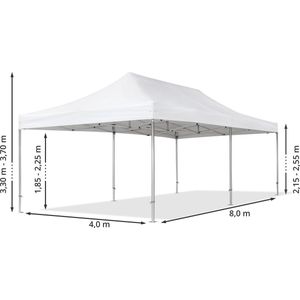 4x8 M Easy Up Partytent Vouwpaviljoen PVC Brandvertragen - PROFESSIONAL Alu 50 M - Wit