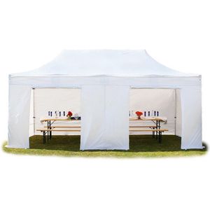 4x8 m Easy Up partytent Vouwpaviljoen PVC brandvertragend met zijwanden, PROFESSIONAL alu 50 mm, wit