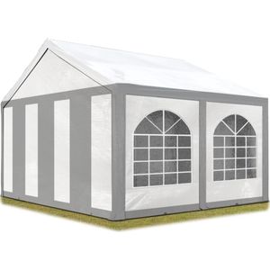 Hoogwaardige Partytent 3x4 M 240 G/M² PE Zeil Tuintent Feesttent Waterdicht In Grijs Wit