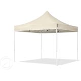 3x3m easy up partytent vouwtent – 4 zijwanden (met kerkvensters) paviljoen stalen frame crème