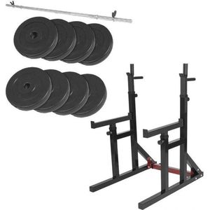 Gorilla Sports Multi Squat Rack + 40 kg halterset - Halterstang met gewichten