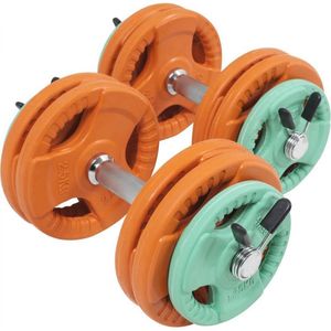 Gorilla Sports Dumbellset - Halterset - Gripper Gietijzer (rubber coating) - 30 kg - Veersluiting