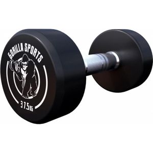 Gorilla Sports Dumbell - 37,5 kg - Gietijzer (rubber coating) - Met logo