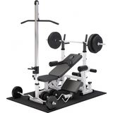 Gorilla Sports Fitnessbank Wit Met Gewichten 100 kg - Lat Pulley - Puzzelmat - Complete Set Kunststof