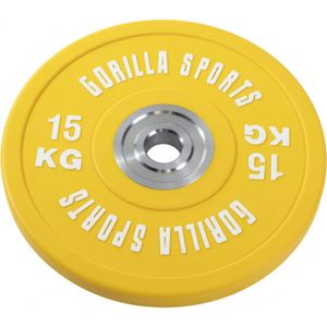 Gorilla Sports Bumper Plate - Halterschijf - 15 kg - Gripper Gietijzer - 50 mm