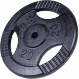 Gorilla Sports Gewicht- Halterschijf - 20 kg - Gripper Gietijzer zwart - 30 mm
