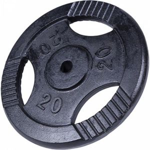 Gorilla Sports Gewicht- Halterschijf - 20 kg - Gripper Gietijzer zwart - 30 mm