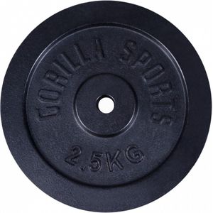 Gorilla Sports Gewichtsschijf - Halterschijf - 2,5 kg - Gietijzer Zwart - 30 mm
