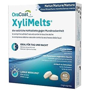 Xylimelts - Zelfklevende Tabletten tegen een Droge Mond - lange Werkingsduur - Uitstekend te Gebruiken 's Nachts + Overdag. [Neutraal] - 40 Tabletten