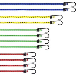 PRETEX 12x bagagespin met haken - Sjorband set 88 cm - Snelbinders fiets - Camping of bagage spanbanden - Elastisch touw - Spanband in blauw