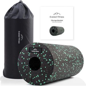 EVEREST FITNESS Foam Roller - Medium Density - Spiermassagerollen voor rugpijn of spieren - Fysiotherapie Sportrol w/Handleiding & Gratis Tas - Zwart/Groen