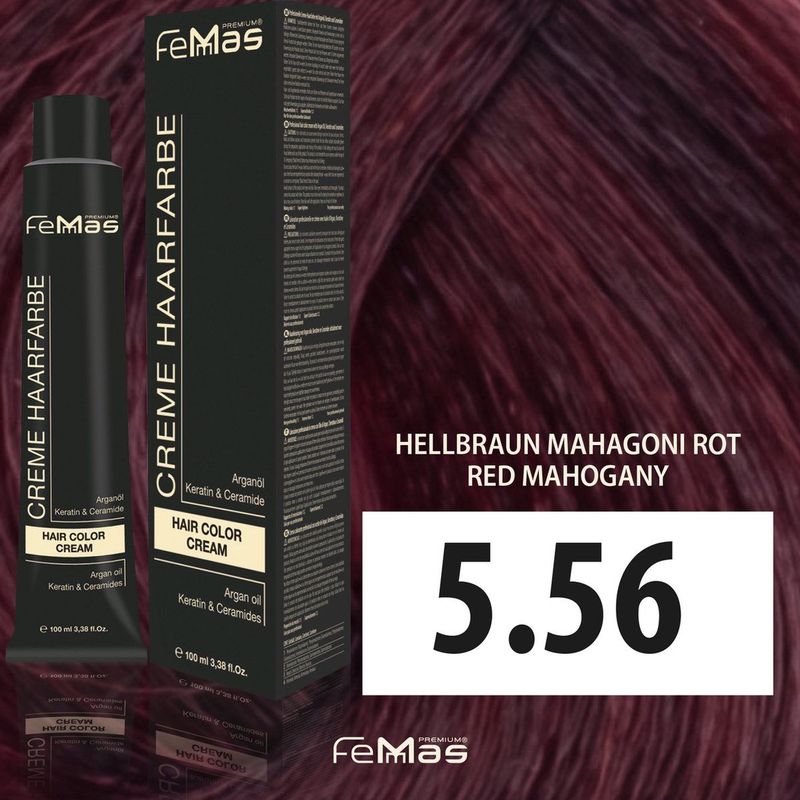 Femmas (5.56) - Haarverf - Lichtbruin Mahonie Rood - 100ml