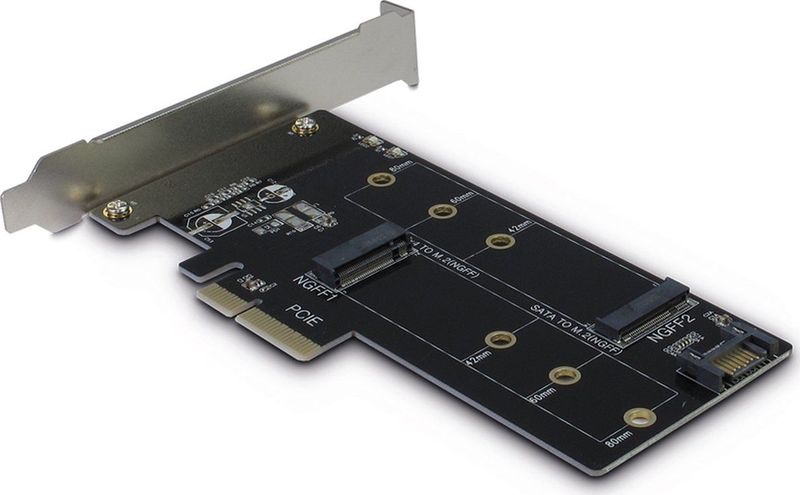 Intertech - KT015 - PCIe-kaart - Zwart - PCIe X4 - Voor M.2 SSD