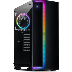 S-3906 - PC Behuizing - Zwart - Gehard Glas - RGB LED-verlichting