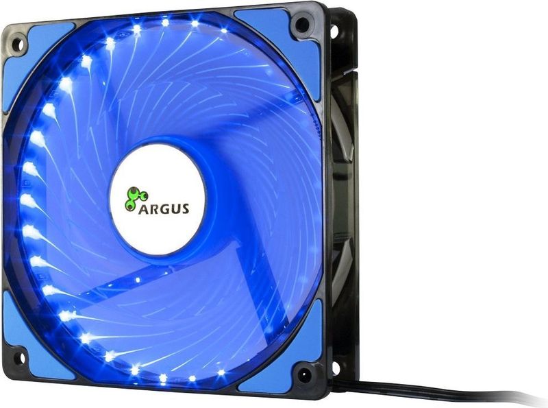 Intertech L12025 - Ventilator - Zwart - Blauw - 120 mm - PC