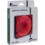 Intertech - L12025 - Ventilator - Rood - 120mm - 1200rpm - LED Spiraaleffect