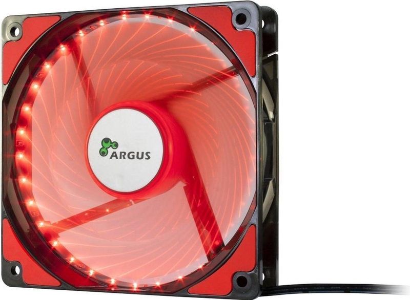 Intertech - L12025 - Ventilator - Rood - 120mm - 1200rpm - LED Spiraaleffect