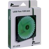 Intertech L12025 - Ventilator - Groen - 120mm - 1200rpm - LED Effect