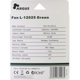 Intertech L12025 - Ventilator - Groen - 120mm - 1200rpm - LED Effect