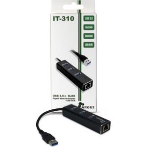 Intertech IT-310 - Docking Station - Zwart - Aluminium - 4 USB-A Havens