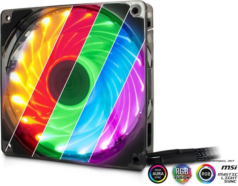 Intertech - L-12025 Aura - PC Ventilator - Zwart - 120mm - RGB LED