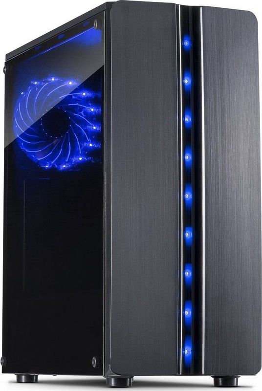 Intertech - Donder - PC-behuizing - Zwart - Plexiglas Zijpaneel - LED Verlichting