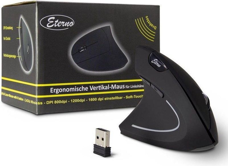 Intertech - Eterno KM-206L - Draadloze Muis - Zwart - Ergonomisch Ontwerp