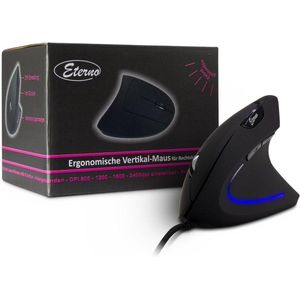 Intertech - Eterno KM-206WR - Muis - Zwart - Bedraad - Ergonomisch Ontwerp