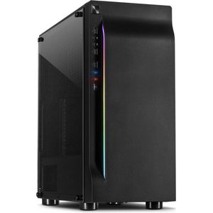 Intertech - A-3411 Kreek - PC-behuizing - Zwart - Tempered Glass - RGB