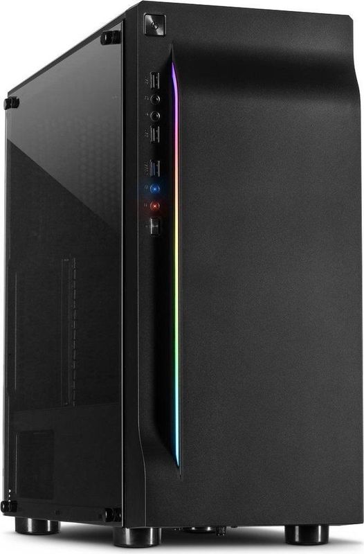 Intertech - A-3411 Kreek - PC-behuizing - Zwart - Tempered Glass - RGB