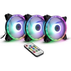 Intertech - Argus RS-07 - Computerkastventilator - Zwart - 120 mm - 4Pin PWM - RGB-Fan Set