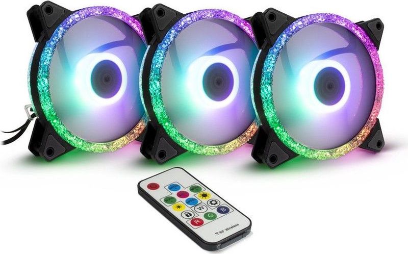 Intertech - Argus RS-07 - Computerkastventilator - Zwart - 120 mm - 4Pin PWM - RGB-Fan Set