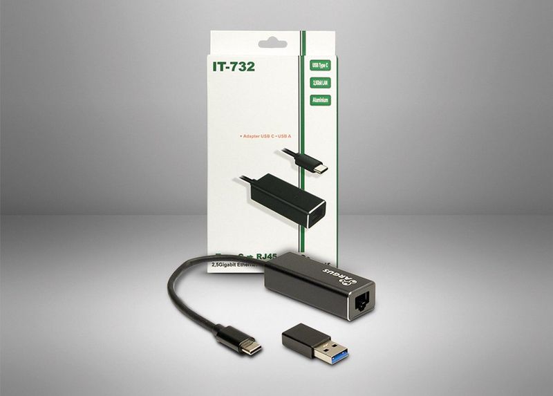 Inter-Tech IT-732 Ethernet Adapter 2500 Mbit/s - USB Type-C - Bedraad