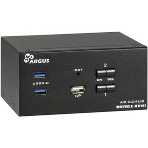 Intertech - AS-22HUS - KVM Switch - Zwart - 2-poorts - 4K@60Hz