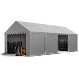 TOOLPORT Opslagtent 4x8 m beschutting met PVC zeil 700 N waterdicht grijs