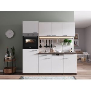 Respekta Küchenzeile KB205EYW 205 cm Weiß-Eiche York Nachbildung