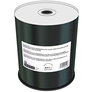 MediaRange Line CD-R 700 Mb|80 min 52-voudige schrijfsnelheid, volledig bedrukbaar (inkjetprinter), Proselect wit, volledig gemetalliseerd, 100 Cakebox