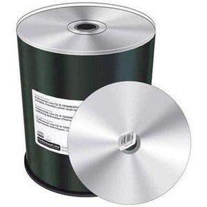 Professional Line CD-R 700MB|80min 52 keer schrijfsnelheid, volledig bedrukbaar (thermische retourtransfer), zilver, volledig gemetalliseerd, 100 stuks cakebox