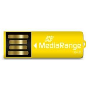 MediaRange USB Nanostick 16GB m. Klammerfunktion geel