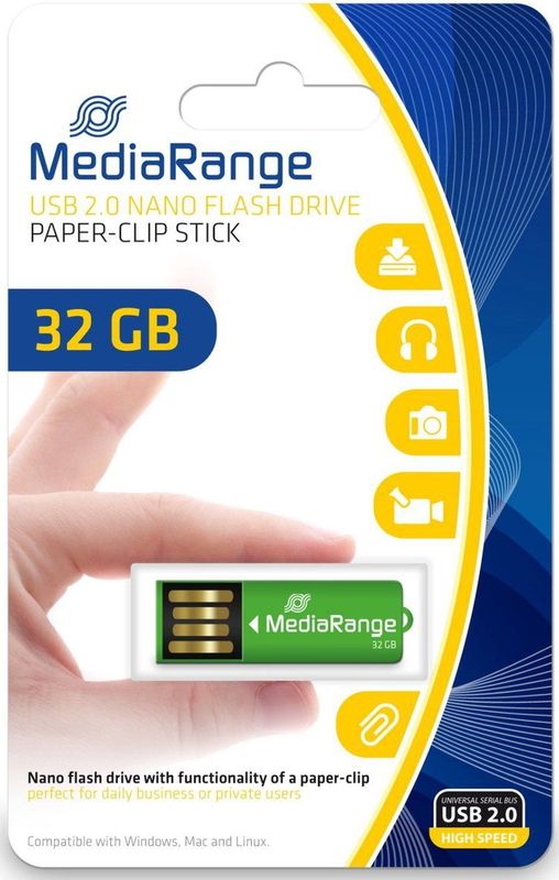 MediaRange - Nano Stick - USB 2.0 Flash Drive - Groen - 32GB