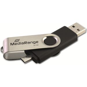 MediaRange MR932 - USB-Flash-Laufwerk - 32 GB - USB 2.0 / micro USB - Schwarz/Silber