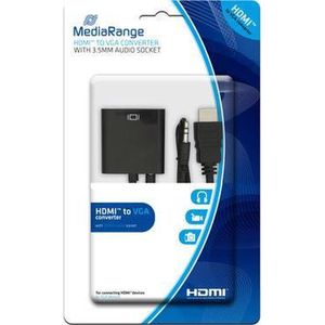 MediaRange HDMI™ to VGA converter, with 3.5mm audio socket, black