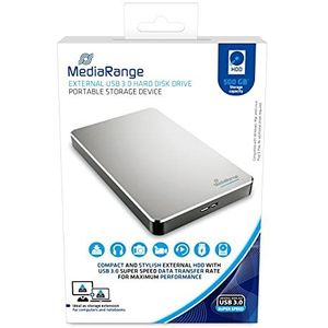 MediaRange Externe USB 3.0 harde schijf, HDD, 500GB, zilver