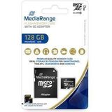 MediaRange MR945 Micro SDXC geheugenkaart, 128 G, UHS-1, klasse 10, met adapter, blauw